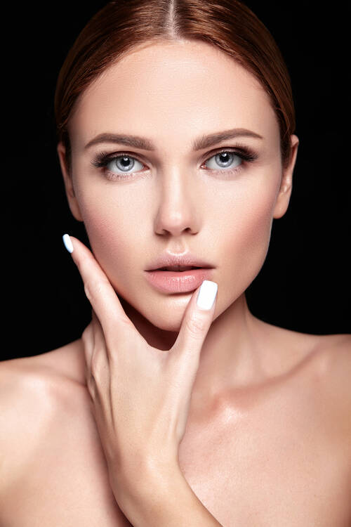 Sensual glamour portrait beautiful woman model with no makeup clean healthy skin black