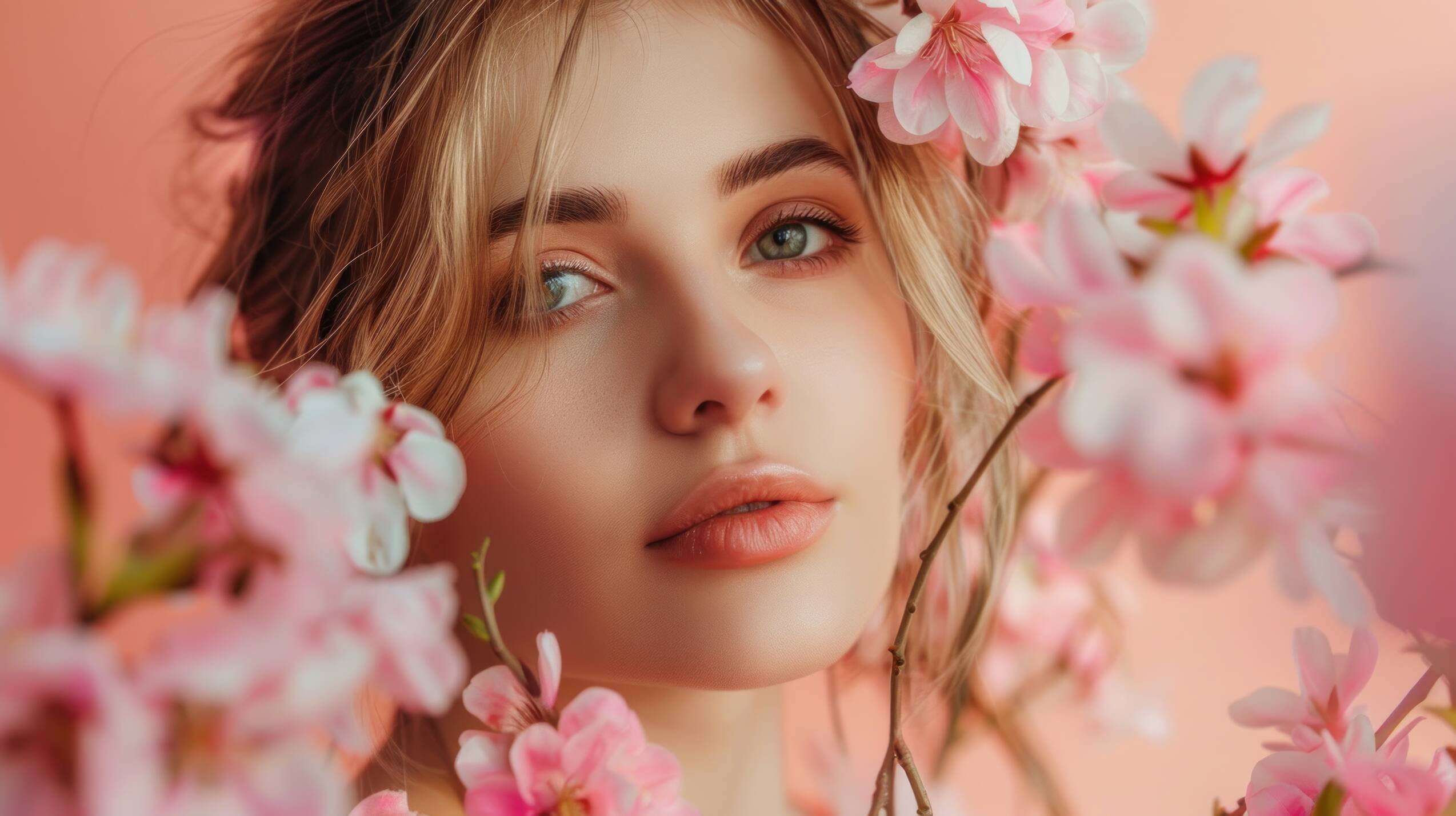 Beautiful woman with flowers